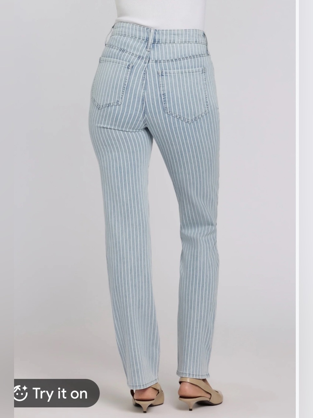 #3228*” 16x38” d. jeans Light Blue Pinstripe Straight Leg Jeans - Picture 4 of 17